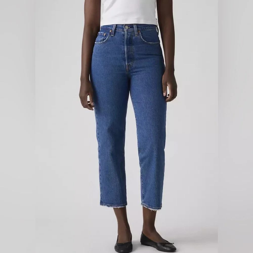 Levi’s Ribcage Straight Blue Jeans Ankle Size 31 High Rise Cropped Denim - Picture 11 of 11